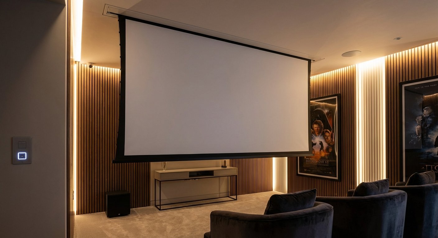 Motorisierte Leinwand im Heimkino